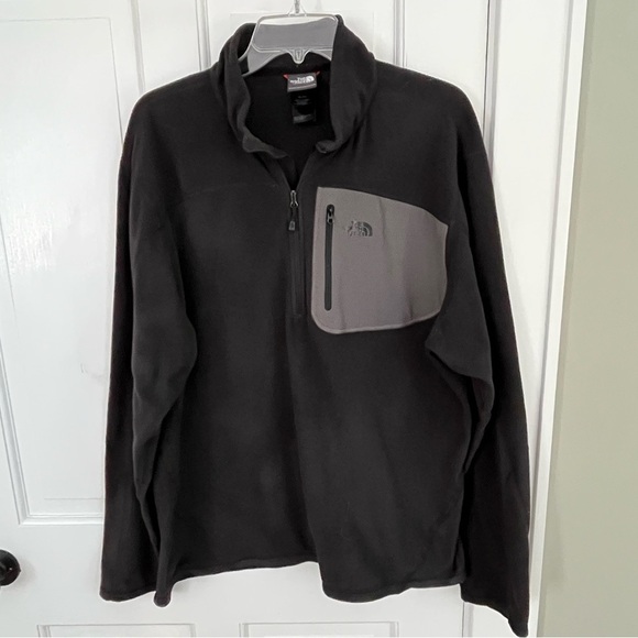 The North Face TNF Black Lightweight Fleece 1/4 Zip Pullover Outdoor Mens XL - Picture 1 of 12